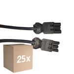 Fordelspakke 25x Noxion GST - Kompatibel Forlængerkabel Sort - Han + Hun - 1,5m - 3 pole 1,5mm2