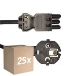 Fordelspakke 25x Noxion GST - Kompatibel Forsyningskabel Sort - Hun + Schuko Europlug - 3m - 3 pole 0.75mm2
