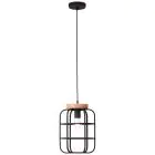 Brilliant Gwen Pendel Lampe Metal Træ Sort | 250mm - Egnet til 1x E27